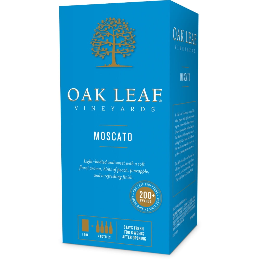 Oak Leaf Vineyards Moscato White Wine International, 3 L Bag in Box, 10% ABV