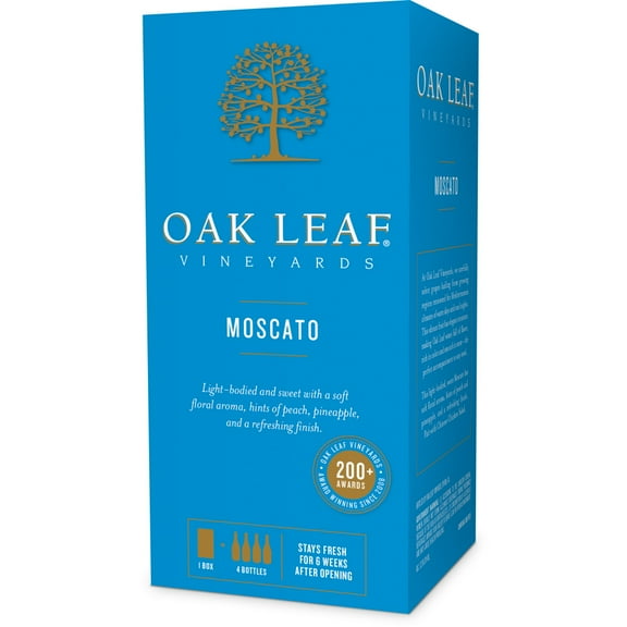 Oak Leaf Vineyards Moscato White Wine International, 3 L Bag in Box, 10.0% ABV