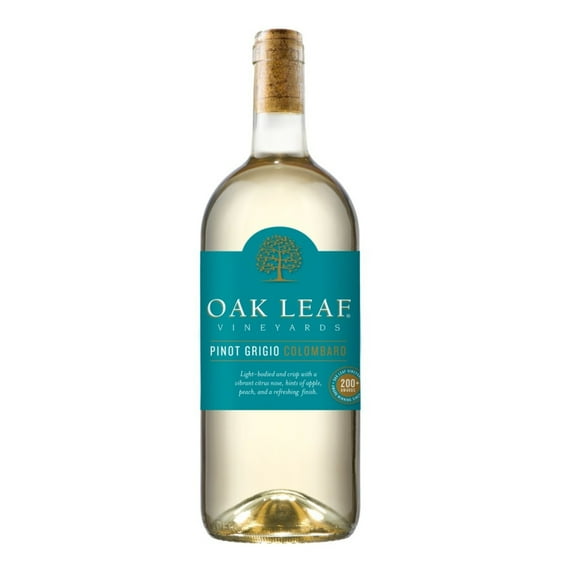 Oak Leaf Vineyards Pinot Grigio/Colombard  White Wine, 1.5 L Bottle, 12.0% ABV