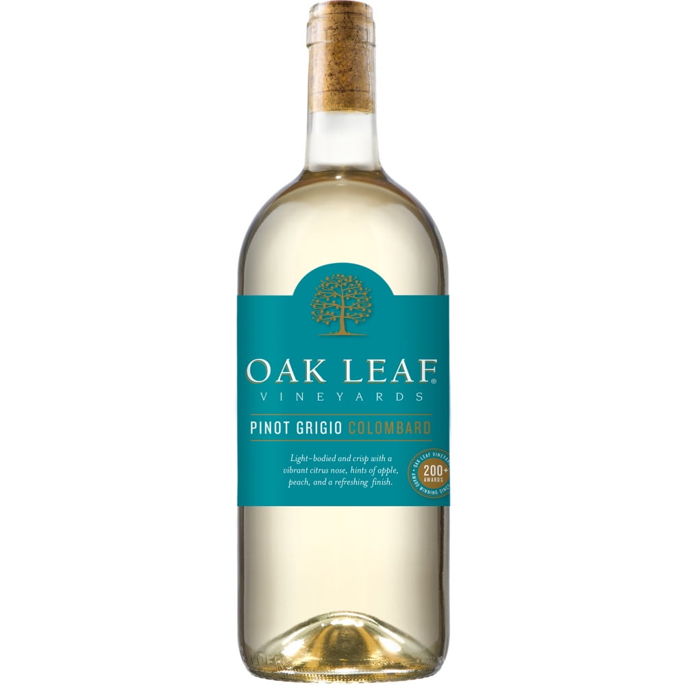 Oak Leaf Vineyards Pinot Grigio/Colombard White Wine, 1.5 L Bottle, 13% ABV