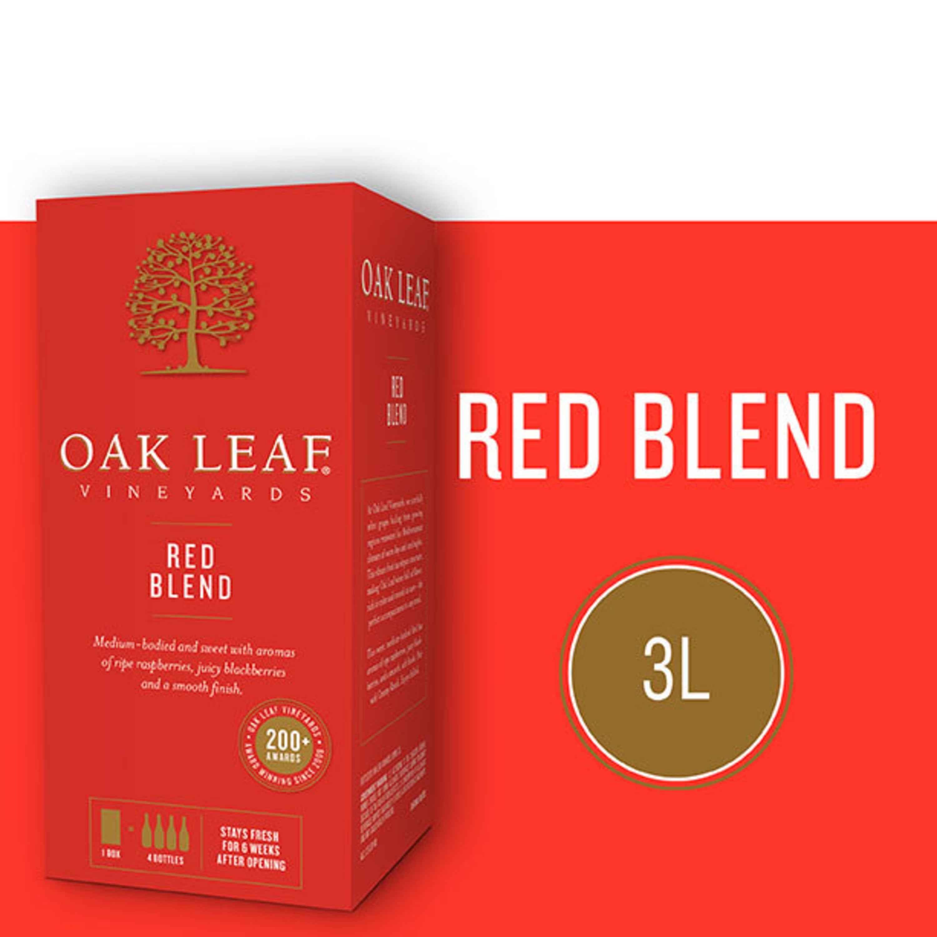 Oak Leaf Vineyards Red Blend Wine, 3 L Bag In Box, ABV 9.00