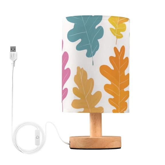 Oak Leaves Autumn Colorful Table Lamp with USB Port LED Warm Light Lamp Night Light Home Decor