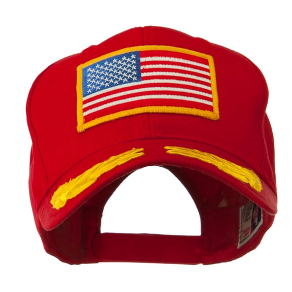 Oak Leaves and American Gold Flag Patch Cap - Red OSFM