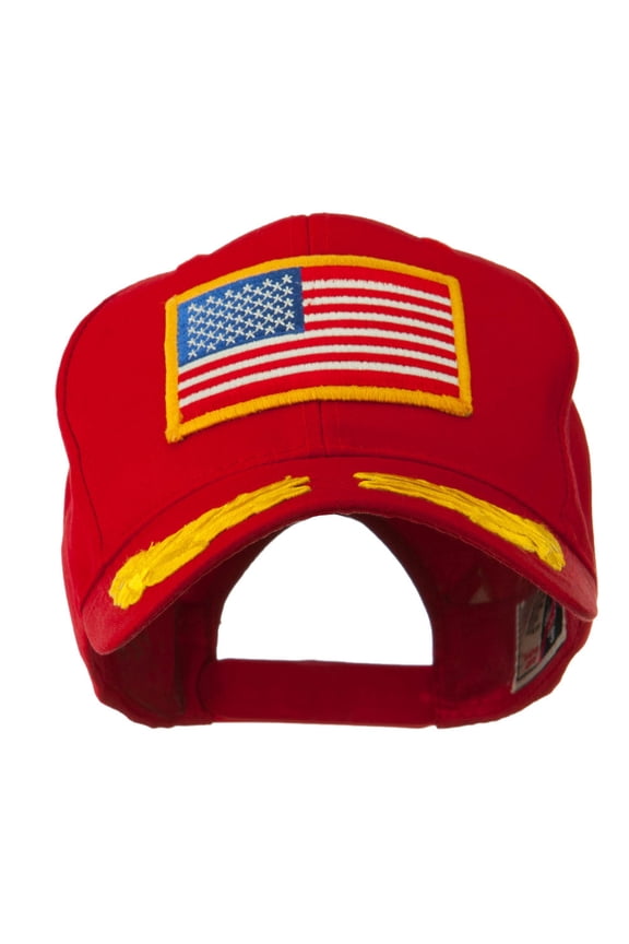 Oak Leaves and American Gold Flag Patch Cap - Red OSFM