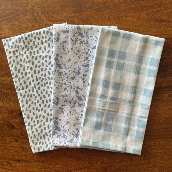 Oak & Lily 100% Cotton Kitchen Napkins Dish Towels 350 Gsm | Premium European Quality Washable, Large Size Kitchen Cloth For Roti, Cleaning, Drying | Blue Stone (Set Of 3)