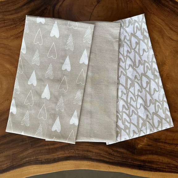 Oak & Lily 100% Cotton Kitchen Napkins Dish Towels 350 Gsm | Premium European Quality Washable, Large Size Kitchen Cloth For Roti, Cleaning, Drying | Ivory Beige (Set Of 3)