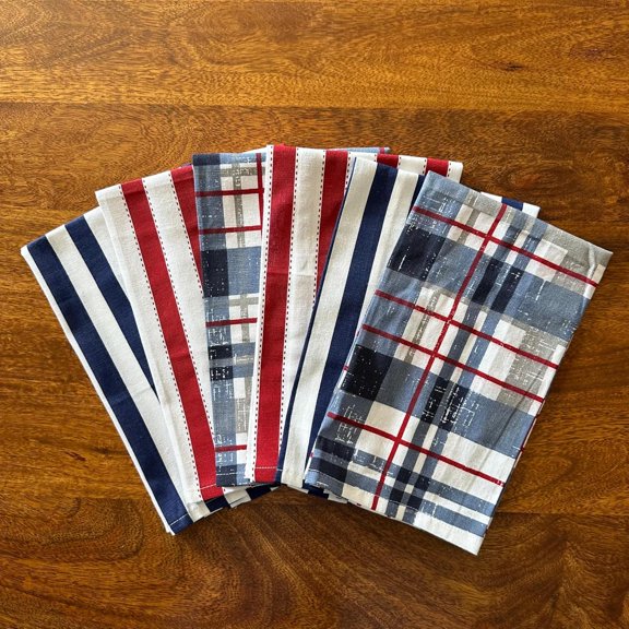 Oak & Lily 100% Cotton Kitchen Napkins Dish Towels 450 Gsm | Premium European Quality Washable, Large Size Kitchen Cloth For Roti, Cleaning, Drying | White & Grey (Set Of 6)