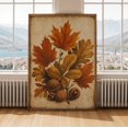 Maple Distressed Tecture Oak Maple Chestnut Leaves Poster, Modern Botanical Illustration, Burnt ...