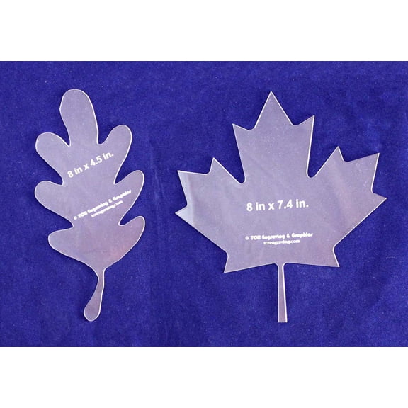 Oak/Maple Leaves 2 pc Set Templates- Clear 1/8" Thick Acrylic-