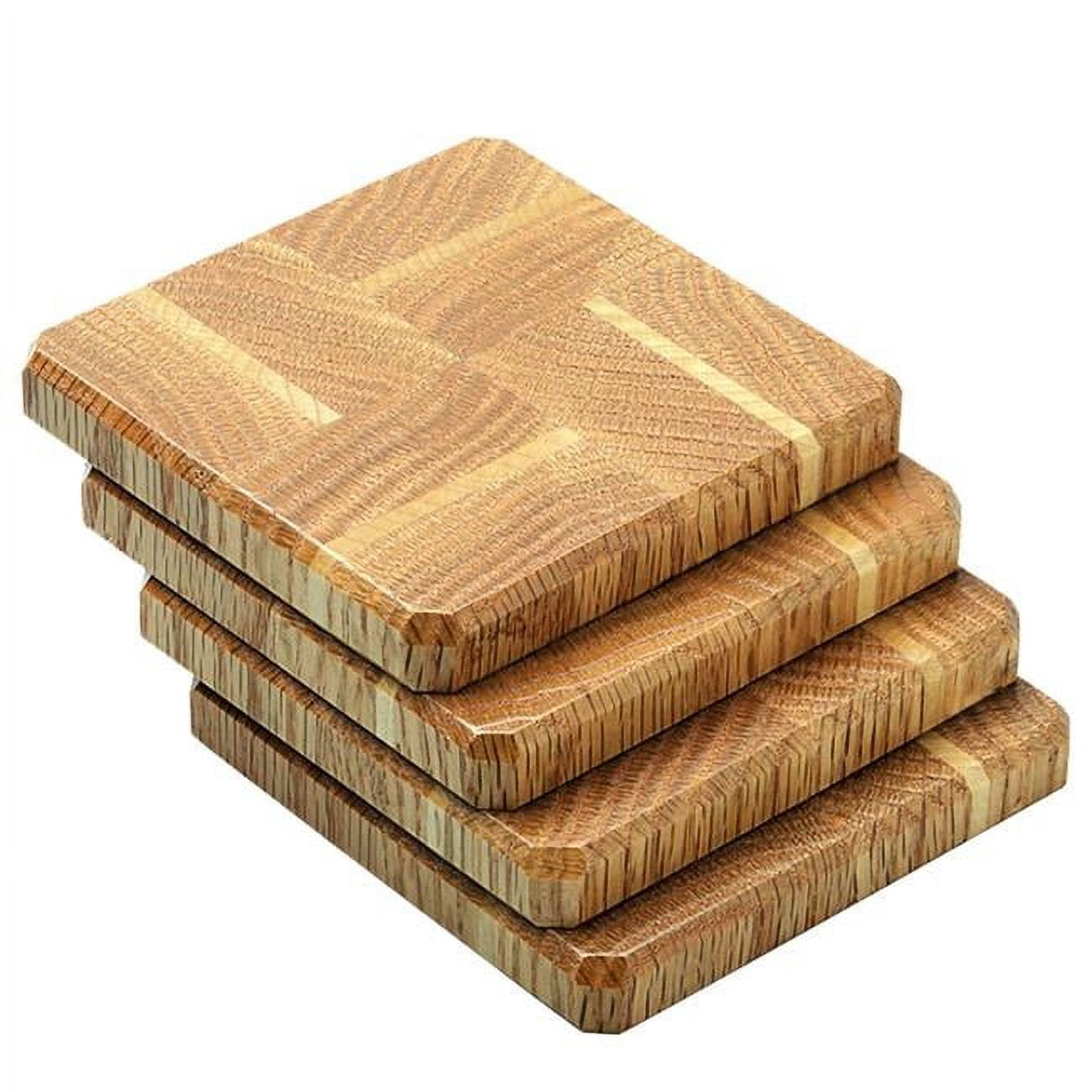 Wood Coasters Set, Natural Wooden Letters Coasters For Drinks, Set Of 4 Woo