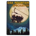 thumbnail image 1 of Oak Mountain, Speculator, New York, Ski Lift and Full Moon (12x18 Aluminum Art, Indoor Outdoor Metal Sign Decor), 1 of 5