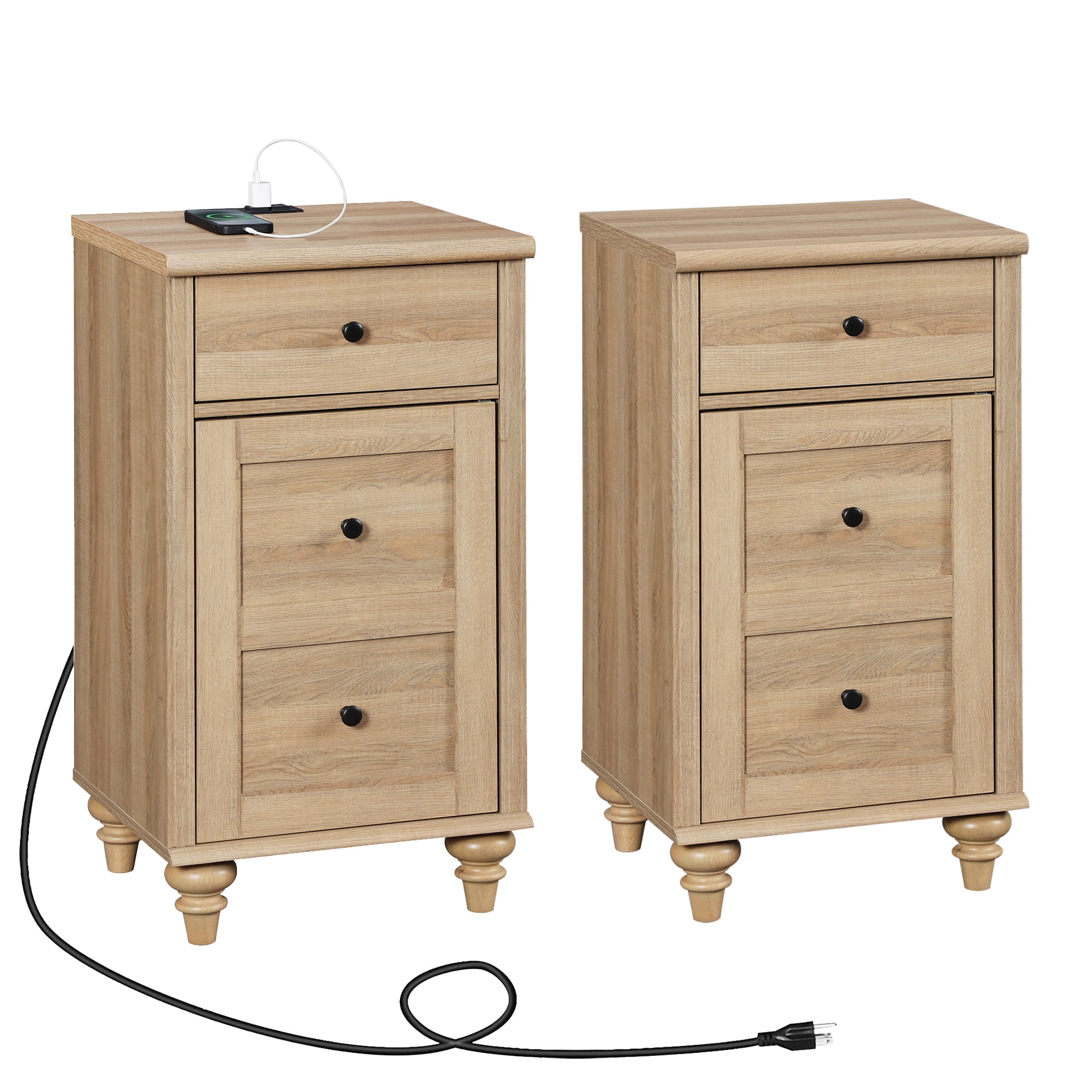 Oak Night Stand for Living Room Bedroom, Wood End Table for Kids room
