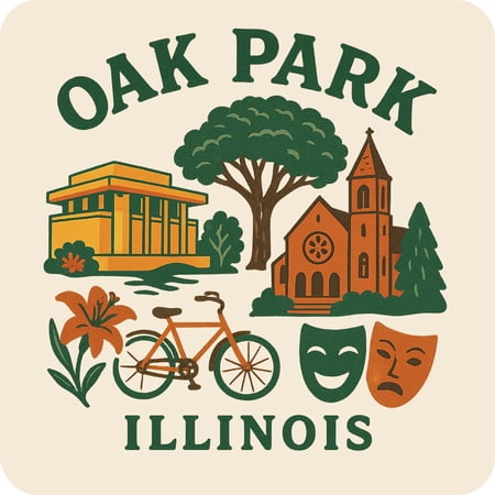 Oak Park Illinois Keepsakes Souvenir Vinyl Sticker – Destination Travel Keepsake Collectible (6-Inches Wide)