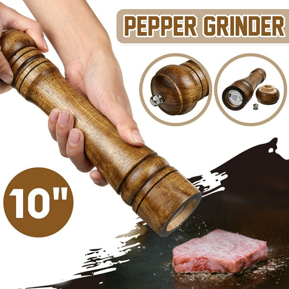 Oak Pepper Grinder Hand Movement Wood Salt Pepper Mill Kitchen Cooking Tool 10 inch