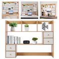 thumbnail image 1 of Oak Rectangular Desktop Storage Rack with Removable Compartments Office Storage Rack 3 Tiers, 1 of 18