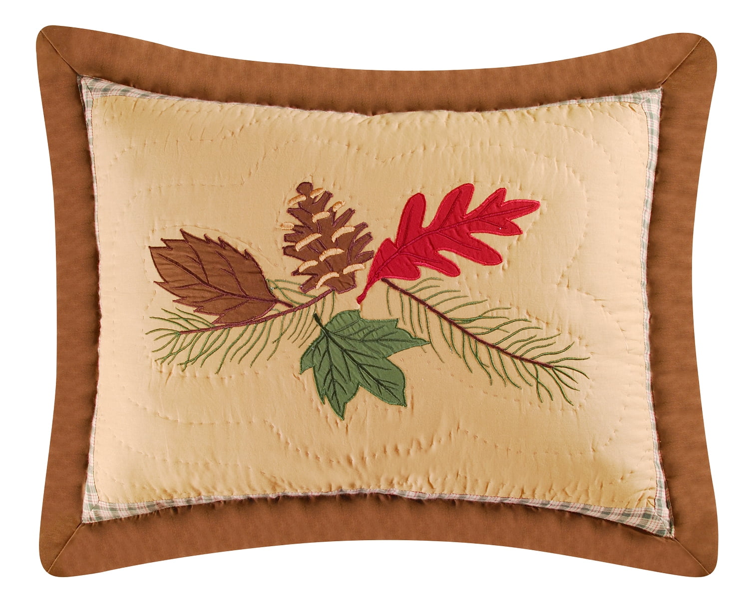Oak Ridge Pine Cotton Standard Sham with Leaf Design