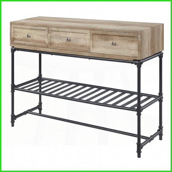 Oak & Sandy Black Industrial Rustic Coffee Table with Storage - Space-Saving Durable Living Room Piece