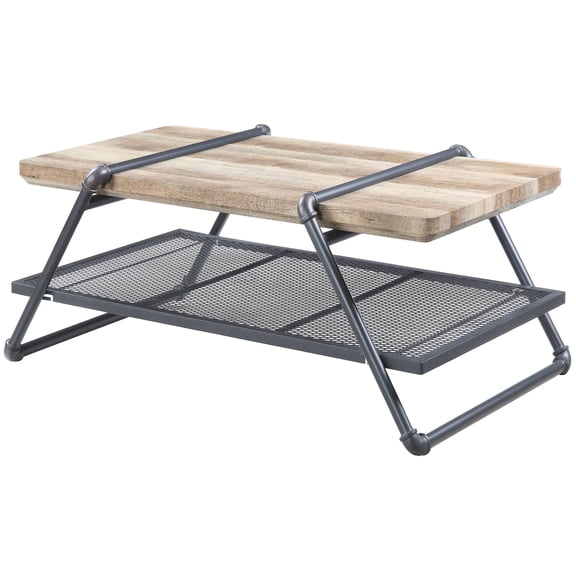 Oak Sandy Grey Finish - Sturdy Display & Storage - Primary Living Space - Industrial Rustic Aesthetic