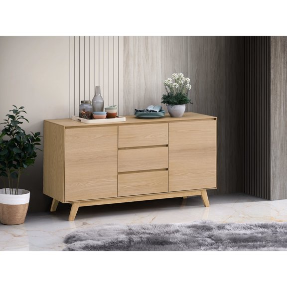 Oak Server - Smooth Operation Drawer and Additional Storage Shelf
