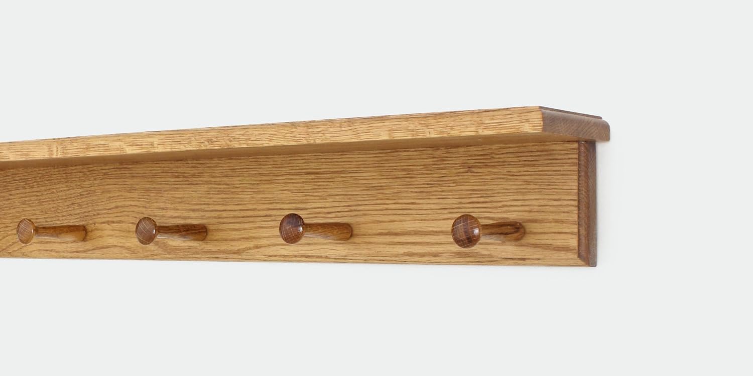 New Ridge Peg Rack Oak Shaker Peg Rack with Shelf (Golden Oak, 23