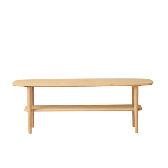 Oak Solid Wood Coffee Table with Storage Shelf, Modern Low Profile Center Table for Living Room, Study Desk for Home Office, Easy Assembly