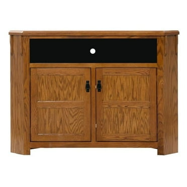 Oak Tall Corner TV Stand, Light
