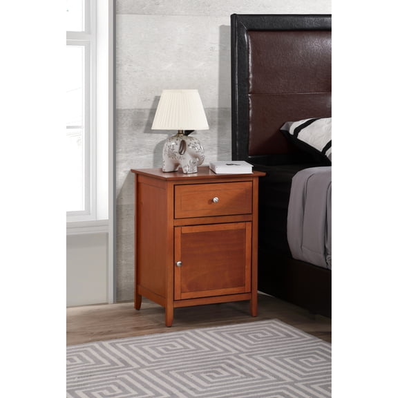 Oak Transitional Nightstand - Charming Feature. 25" H X 19" W 15" D. Manufacturing. Smooth Drawer Engagement. Hidden Storage Area Nightstand. 25"h 19"w 15"d. And Robust. Opening Action. Cabinet