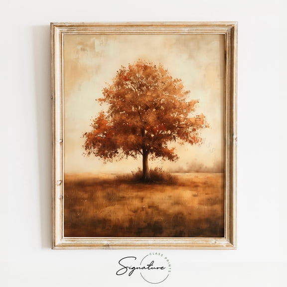 Oak Tree Art Poster, Autumn Landscape Wall Art, Rustic Nature Wall Art, Majestic Oak Wall Decor, Tranquil Field Artwork, 321 UNFRAMED Poster, 8x12