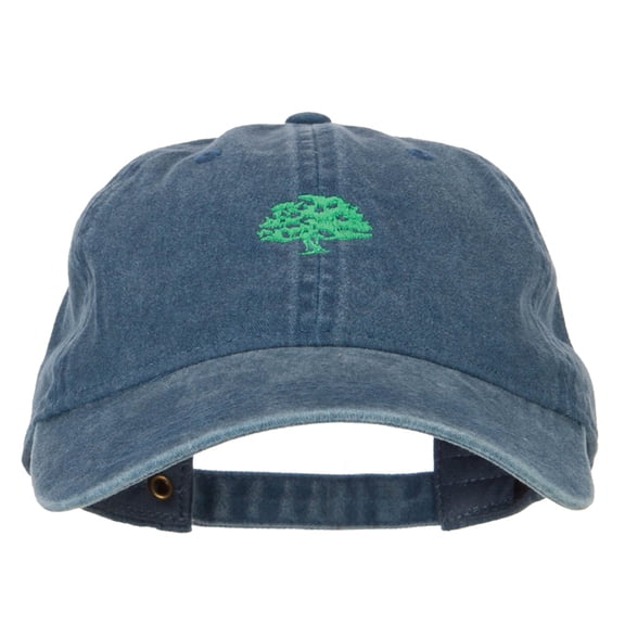 Oak Tree Embroidered Washed Buckle Cap - Navy OSFM