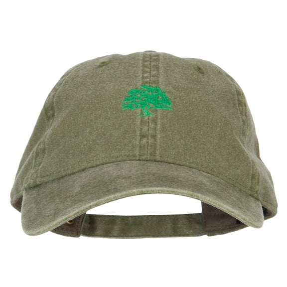 Oak Tree Embroidered Washed Buckle Cap - Olive OSFM