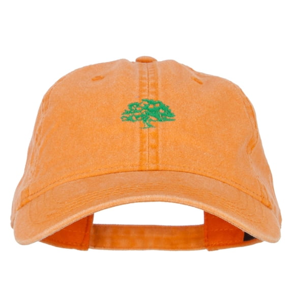 Oak Tree Embroidered Washed Buckle Cap - Orange OSFM
