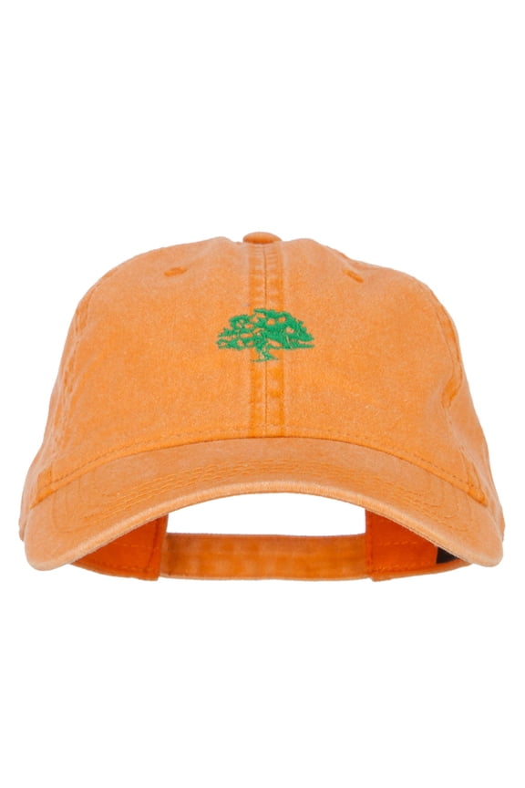 Oak Tree Embroidered Washed Buckle Cap - Orange OSFM