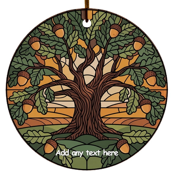 Oak Tree Ornament Unique Personalized Ornament Christmas 2025, Custom Text Keepsake for Families, Friends & Nature Lovers