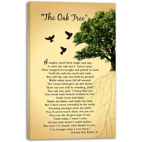 The Oak Tree Poem Wall Art, The Oak Tree Poem Canvas Print Wall Decor • Mighty Oak Tree Poem About Life • Inspirational Wall Art • Nature Wall Art • Motivational Poetry Room Home Decor