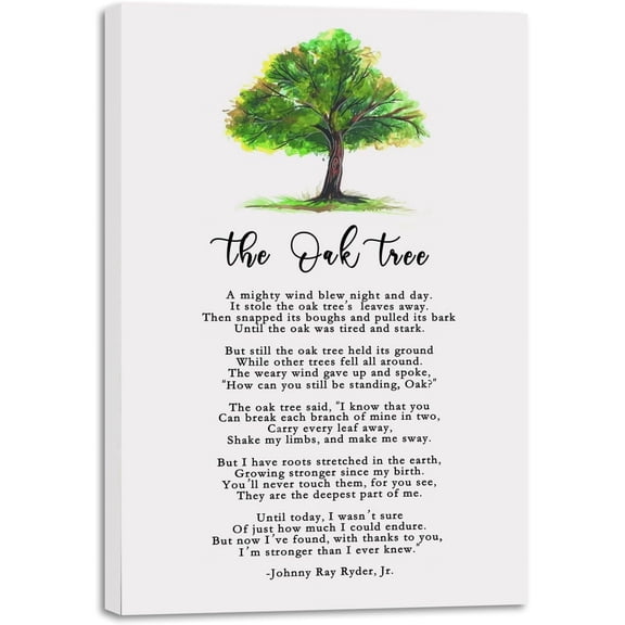 The Oak Tree Poem Wall Art, The Oak Tree Poem Canvas Print Wall Decor Mighty Oak Tree Poem About Life Inspirational Wall Art Nature Wall Art Motivational Poetry Room Home Decor