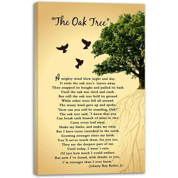 The Oak Tree Poem Wall Art,The Oak Tree Poem Canvas Print Wall Decor Mighty Oak Tree Poem About Life Inspirational Wall Art Motivational Poetry Room Home Decor,Framed Ready to Hang