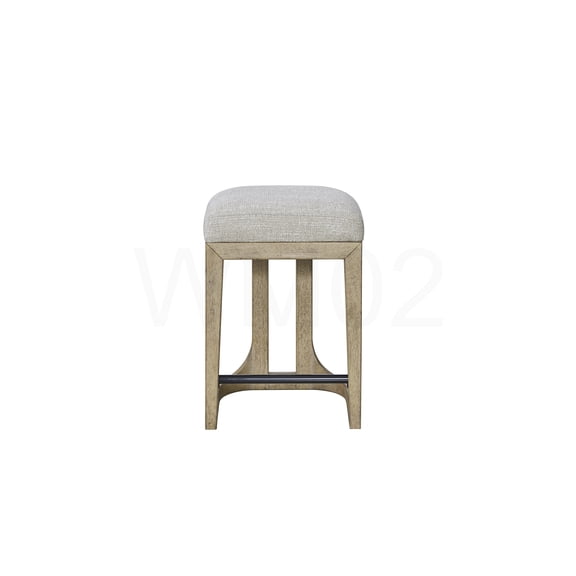 Oak Upholstered Counter Stool, Farmhouse Style Kitchen Island Stool with Footrest and Cushioned Seat