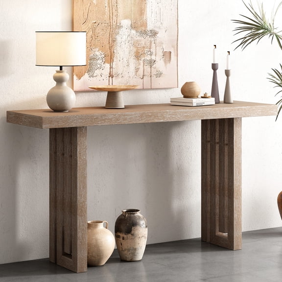 Oak Veneer Console Table | Adds Elegance to Contemporary Interiors | Durable MDF & Acacia Solid Legs | Easy Assembly for Home Use