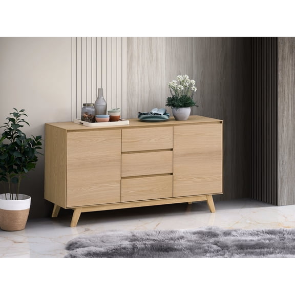 Oak Veneer Server With Spacious Interior And Style 18 In. Deep Finish For Ample Storage Space