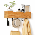 Wooden Rack Png Oak Wave-Shape 4 Hooks Wall Mounted Coat Rack Wooden Entryway Organizer ...
