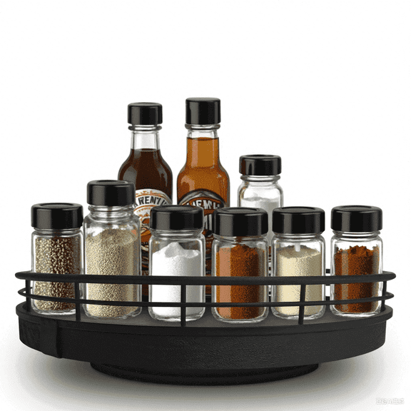 FT Hita 10 inch Wooden Lazy Susan Turntable Organizer 360° Turntable Spice Rack Non-Slip Countertop Storage Tray for Cabinet,Dining Table,Kitchen