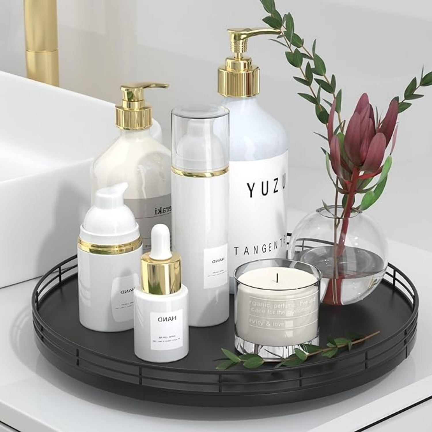 Oak Wood Bathroom Tray for Counter, Vanity Tray for Perfume Lotion ...