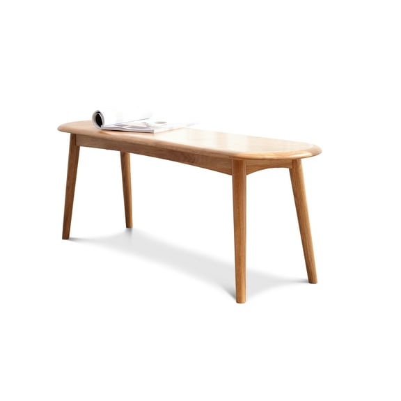 Oak Wood Bench For Home Decor - Spacious, Elegant, Solid Construction Dining & Living Room Half-round Design, Wide Seat,
