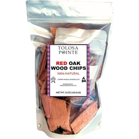 Oak Wood Chips, Chunks, and 15 Oz Natural Santa Maria Valley  Oak - for , Grilling, Tri-Tip, Steaks, Ribs, Chicken (Pack of 1)