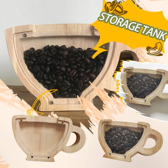 Oak Wood Cup Shape Coin Bank Money Box Storage Jar with Lid Desktop Decoration Novelty Saving Container for Coffee Beans