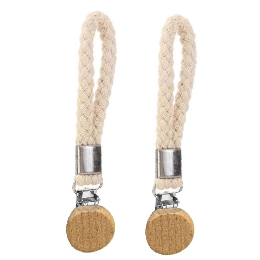 Oak Wood Handle Hanging Rope Clip with Iron Clamp and Cotton Rope for ...