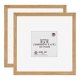 thumbnail image 1 of Oak Wood Picture Frames 8x8 with mat 4x4 - Set of 2 - Natural Solid Wood Photo Frame Real Glass Wall Mount Tabletop, 1 of 7