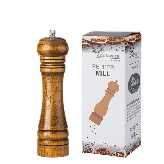 Oak Wood Salt and Pepper Grinders,8.66"Salt and Pepper Seasoning Shaker,Sea Salt Grinder With Ceramic Rotor,Black Pepper Grinder,Wooden Salt and Pepper Grinder with Adjustable Coarseness.(Boxed）