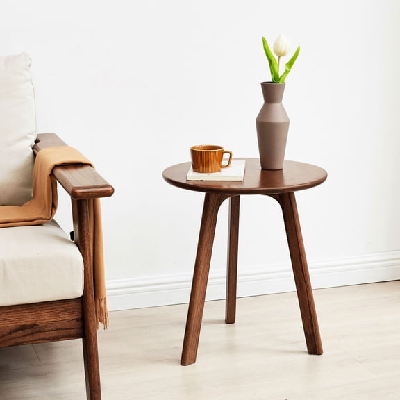 Oak Wood Side Table / Walnut - Brown Tone for Aesthetic