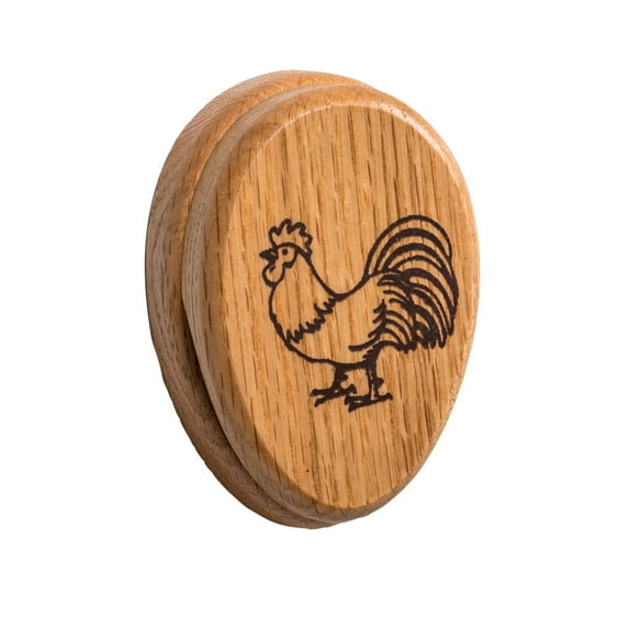 Oak Wood Towel Holder - Decorative Wooden Towel Hook for Kitchen or Bath, Amish Farmhouse Tradition, Rooster Design